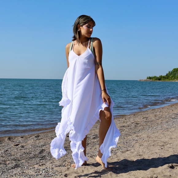 White Ruffle Dresses - Picture 5 of 5